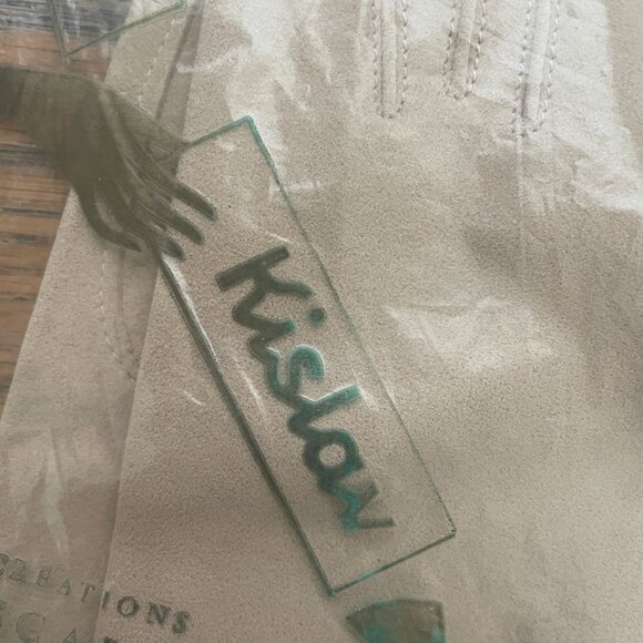 Vintage Kislav Gloves Suede Tan Size 6 11" NWT Made in France - Picture 3 of 11